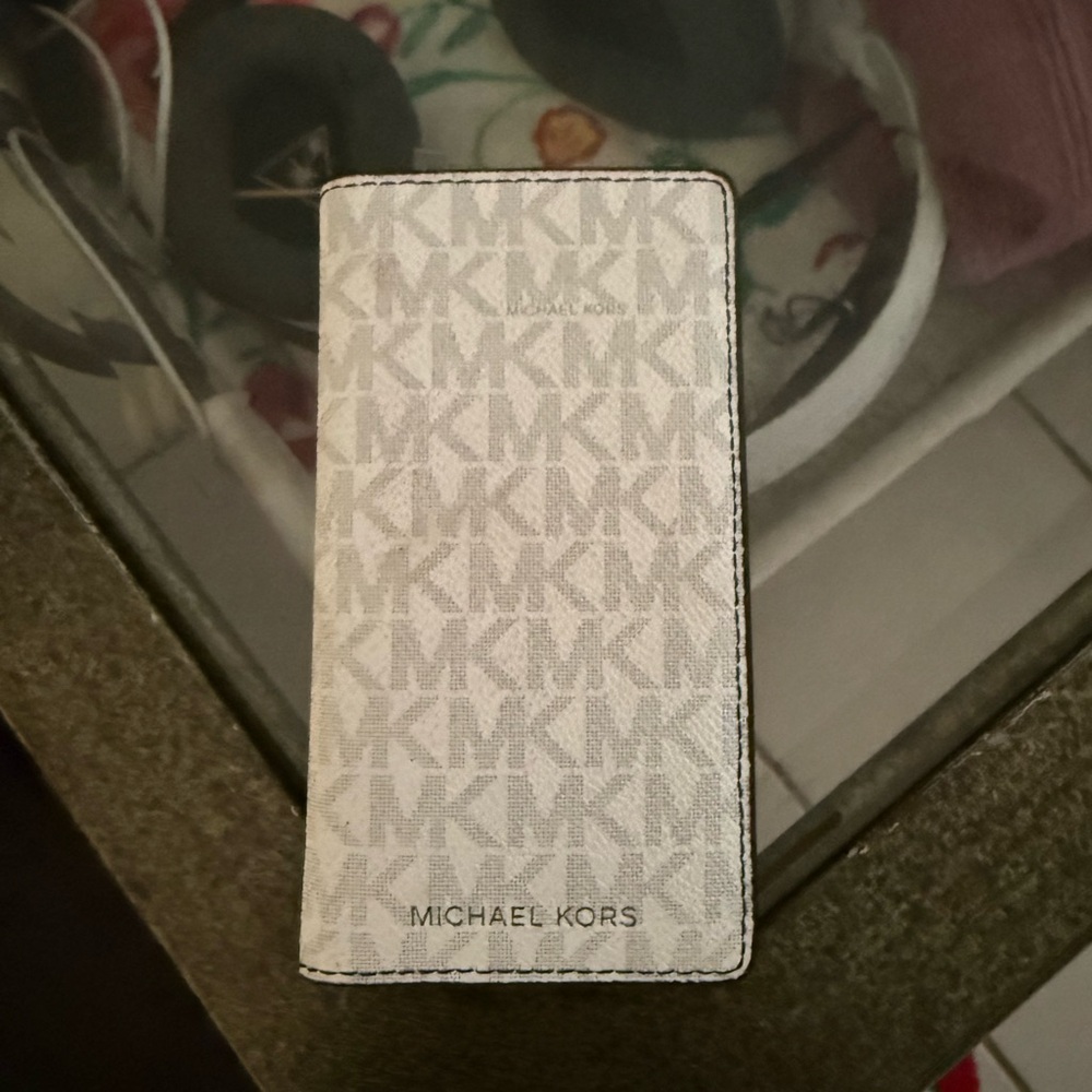 Michael Kors White and Gray Monogram Card Holder